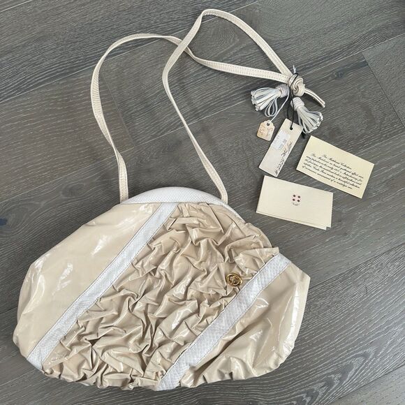 VTG Carlo Fiori Matelassé Handbag Italy Genuine Reptile Leather Original Tags - Picture 1 of 16